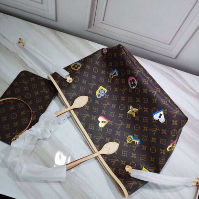Louis Vuitton Replica Love Lock Monogram Canvas Neverfull MM Tote Bag M44364 2019