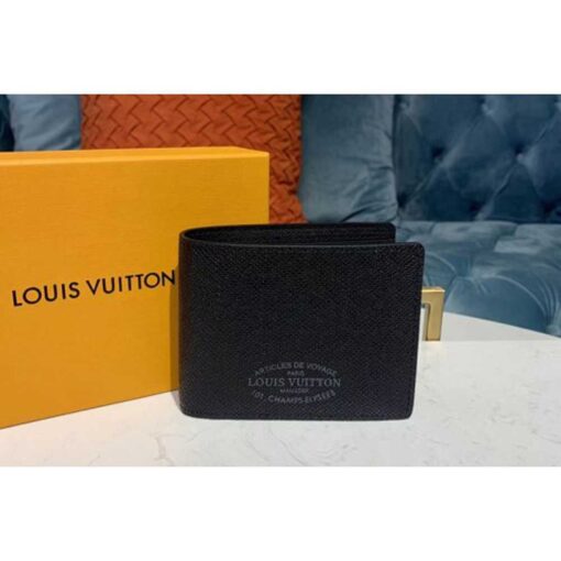 Louis Vuitton Replica M30380 LV Replica Multiple Wallet Navy Black Taiga leather
