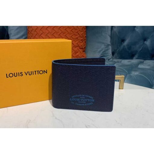 Louis Vuitton Replica M30381 LV Replica Multiple Wallet Navy Blue Taiga leather
