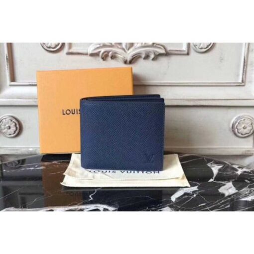 Louis Vuitton Replica M42101 LV Replica Amerigo Wallet taiga Leather Blue