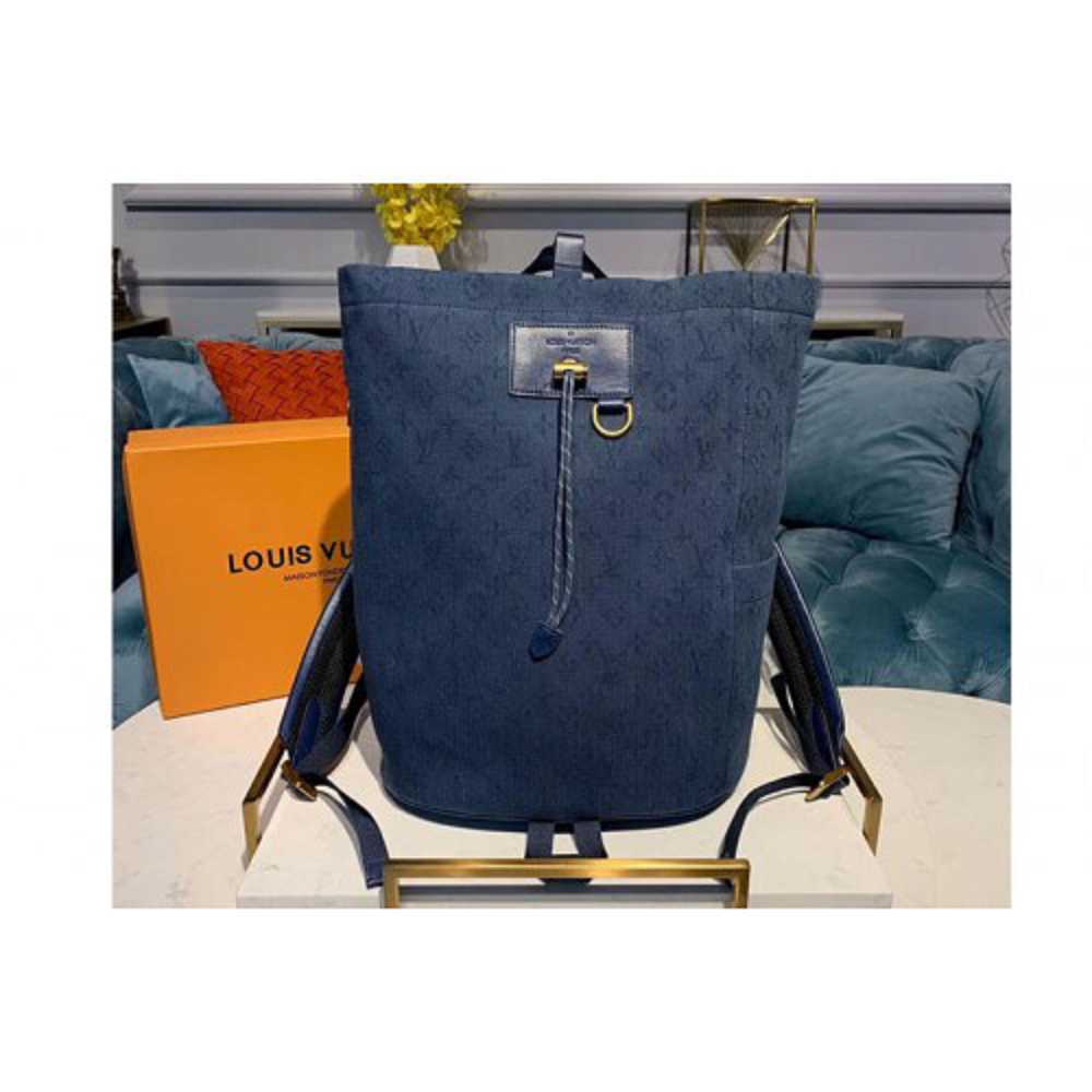 Louis Vuitton Replica M44617 LV Replica Chalk Backpack Navy Blue Monogram Denim