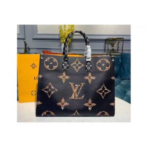Louis Vuitton Replica M44674 LV Replica Onthego tote bags Black and Caramel Monogram Canvas
