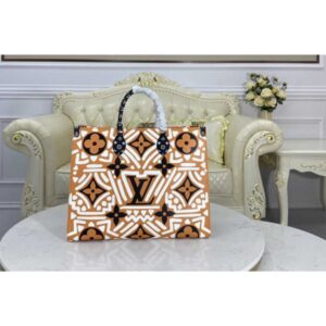 Louis Vuitton Replica M45359 LV Replica Crafty Onthego GM tote bag in Caramel and Cream Monogram Giant coated canvas