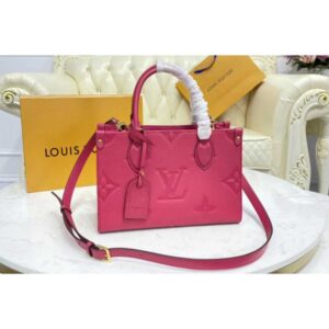 Louis Vuitton Replica M45660 LV Replica OnTheGo PM tote Bag in Freesia Pink Monogram Empreinte leather