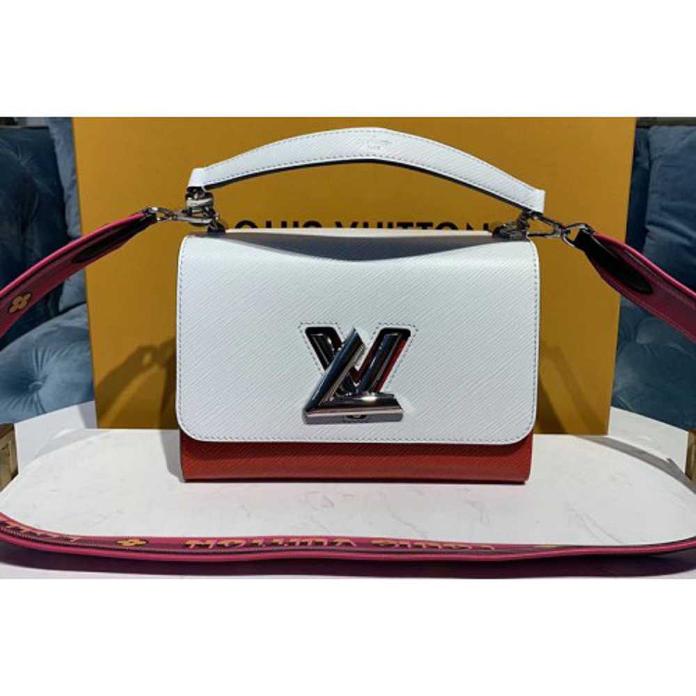 Louis Vuitton Replica M50282 LV Replica Twist MM handbags White and Red Epi Leather