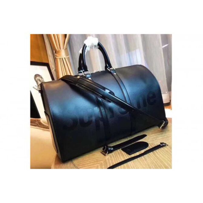 Louis Vuitton Replica M53419 x Supreme Keepall 45 Bandouliere Bags Black