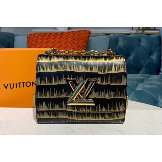 Louis Vuitton Replica M53725 LV Replica Twist PM chain bags Black Embossed and printed Epi leather