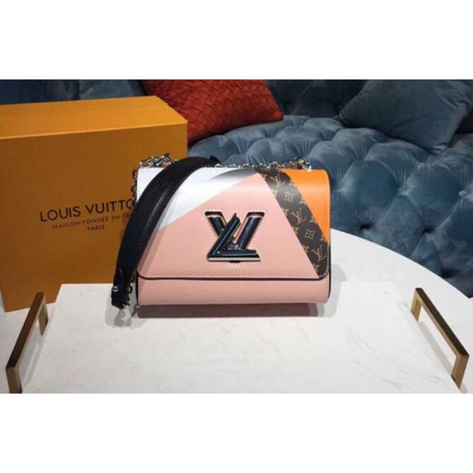 Louis Vuitton Replica M53800 LV Replica Twist MM Epi Leather Pink / White/ Navy Blue