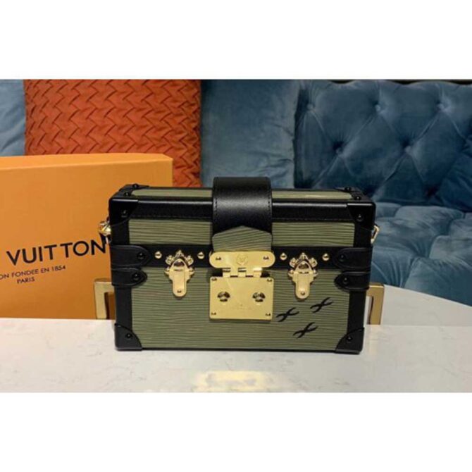 Louis Vuitton Replica M53828 LV Replica Petite Malle Bags Green Epi Leather
