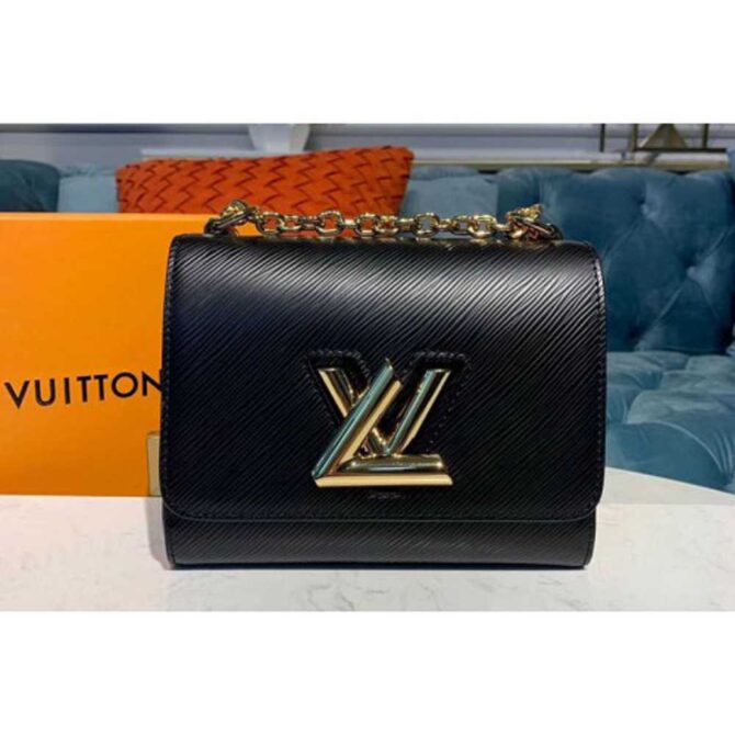 Louis Vuitton Replica M55224 LV Replica Twist PM chain bags Black Epi leather