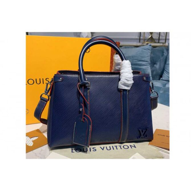 Louis Vuitton Replica M55613 LV Replica Soufflot BB Bags in Blue Epi Leather
