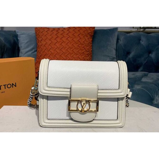 Louis Vuitton Replica M55963 LV Replica Mini Dauphine Handbags in White Epi leather