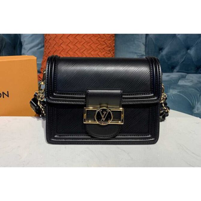 Louis Vuitton Replica M55964 LV Replica Mini Dauphine Handbags in Black Epi leather