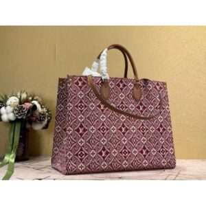 Louis Vuitton Replica M57185 LV Replica Since 1854 Onthego GM tote bag in Bordeaux Red Jacquard Since 1854 textile