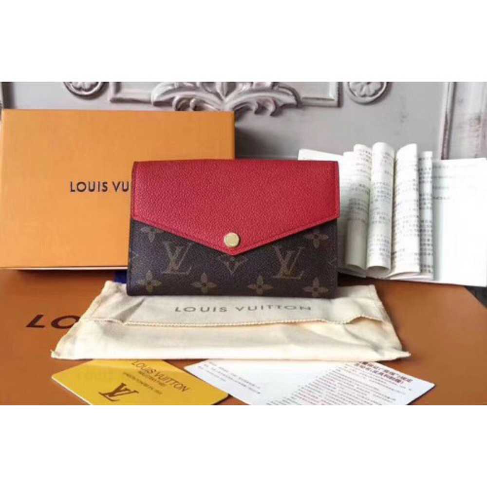 Louis Vuitton Replica M60140 LV Replica Pallas Compact Wallet Monogram  Canvas Red - AAAReplica