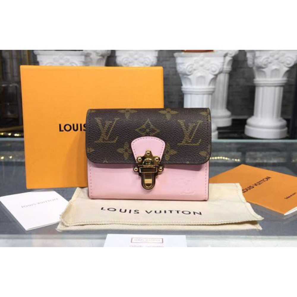Louis Vuitton Replica M61911 LV Replica Cherrywood Compact Wallet Patent Leather Pink
