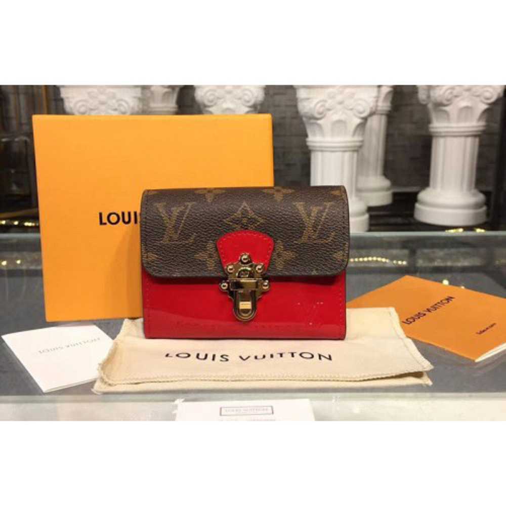 Louis Vuitton Replica M61911 LV Replica Cherrywood Compact Wallet Patent Leather Red