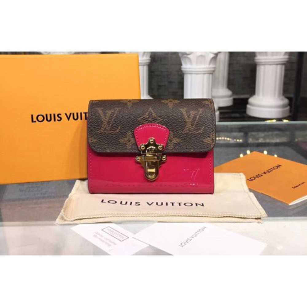 Louis Vuitton Replica M61911 LV Replica Cherrywood Compact Wallet Patent Leather Rosy