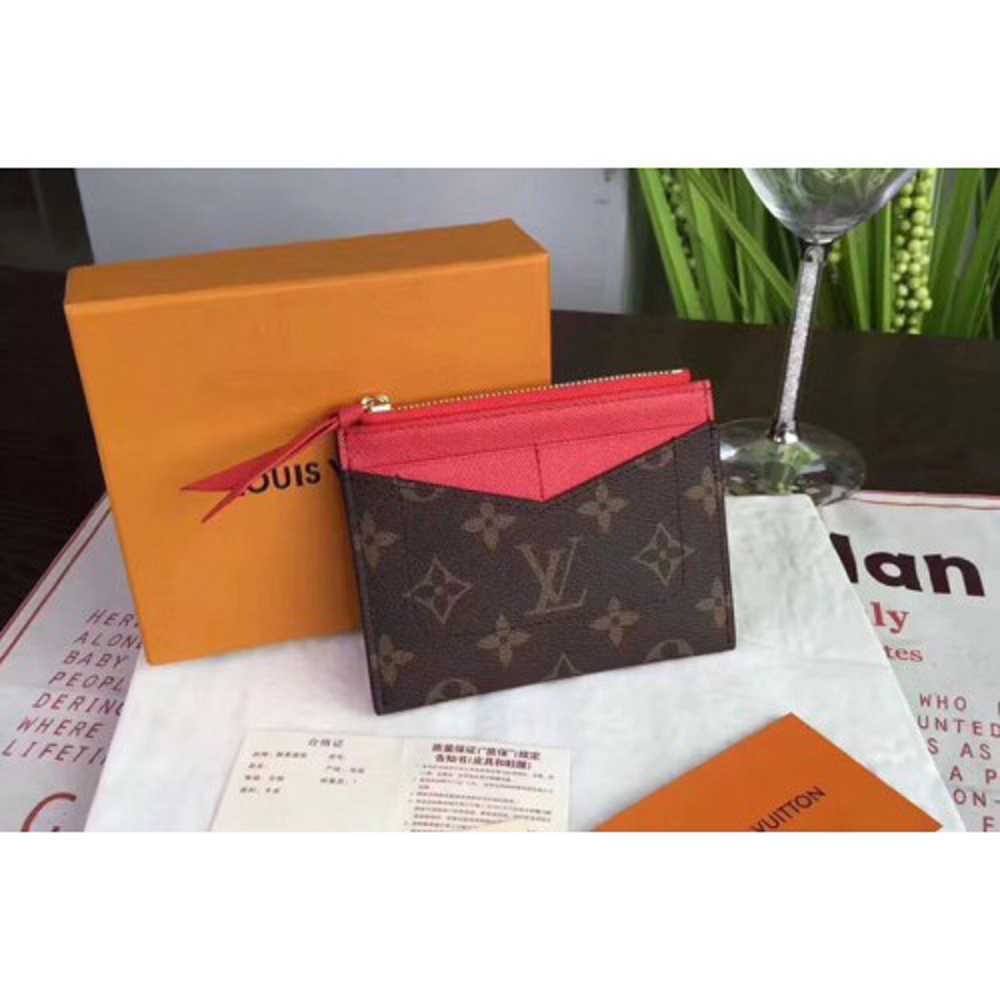 Louis Vuitton Replica M62257 LV Replica Zipped Card Holder Monogram Canvas Red