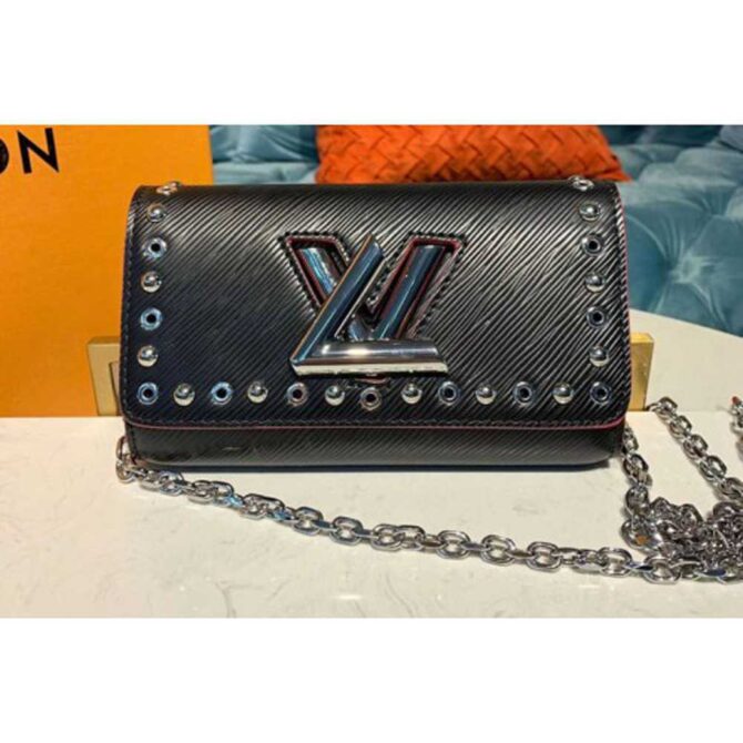 Louis Vuitton Replica M62306 LV Replica Twist Chain Wallet Black Epi Leather