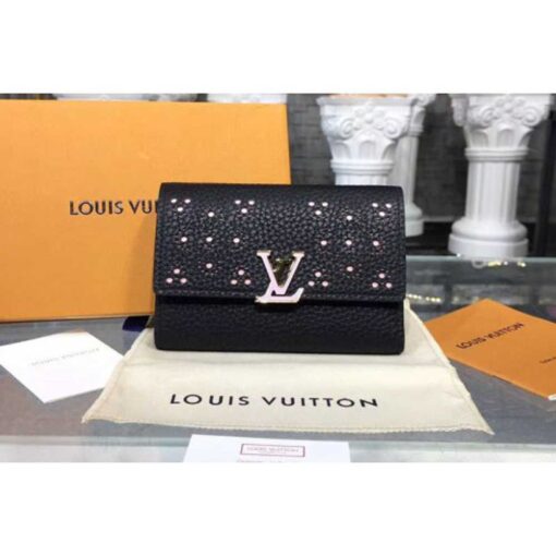 Louis Vuitton Replica M62564 LV Replica Capucines Compact Wallet Taurillon leather Black