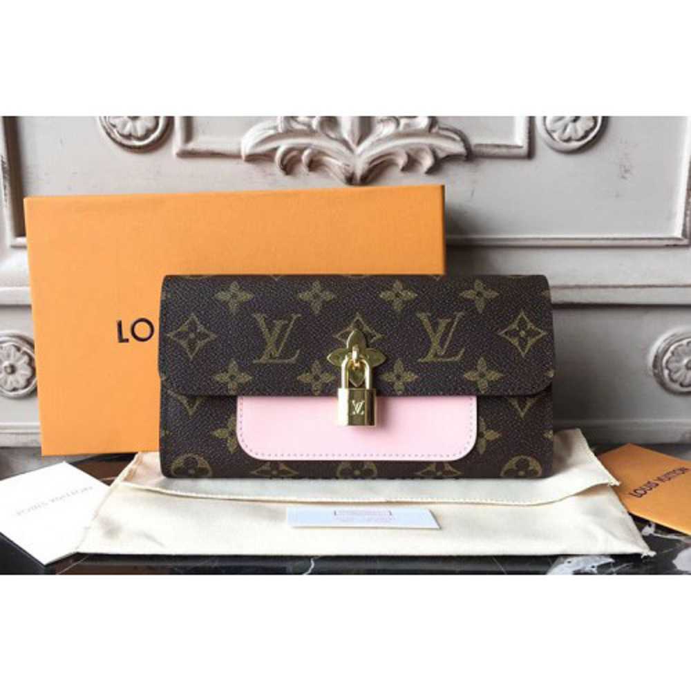 Louis Vuitton Replica M62566 Flower Lock Monogram Canvas Wallet Pink