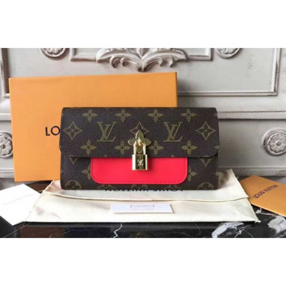 Louis Vuitton Replica M62566 Flower Lock Monogram Canvas Wallet Red