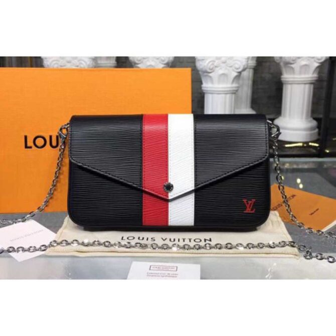 Louis Vuitton Replica M62982 LV Replica Pochette Felicie Epi Leather Bags Black