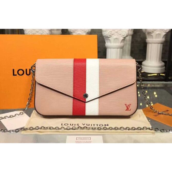 Louis Vuitton Replica M62982 LV Replica Pochette Felicie Epi Leather Bags Pink