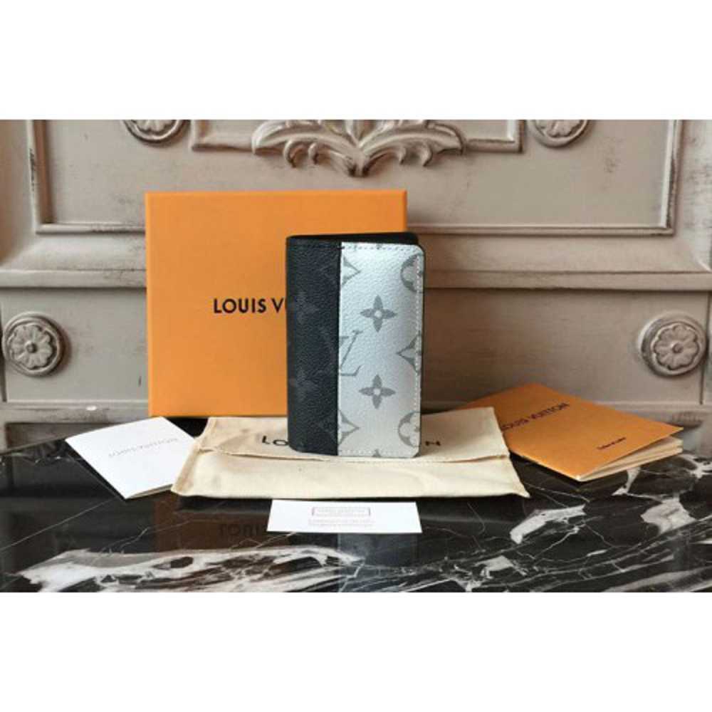 Louis Vuitton Replica M63021 Pocket Organizer Monogram Eclipse Split coated canvas Wallets