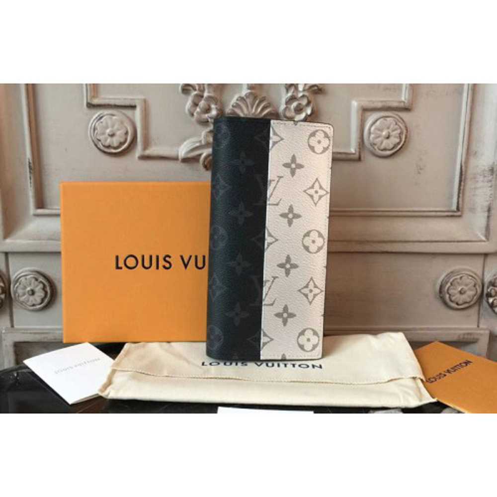 Louis Vuitton Replica M63027 Monogram Eclipse Canvas Brazza Wallet SiLV Replicaer