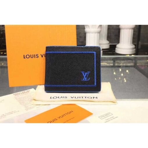 Louis Vuitton Replica M63310 LV Replica Multiple Wallet Taiga Leather Black