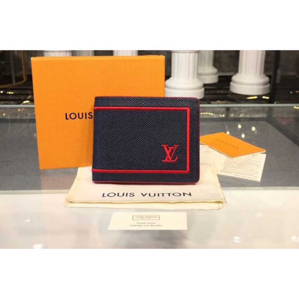 Louis Vuitton Replica M63416 LV Replica Multiple Wallet Taiga Leather Bleu marine