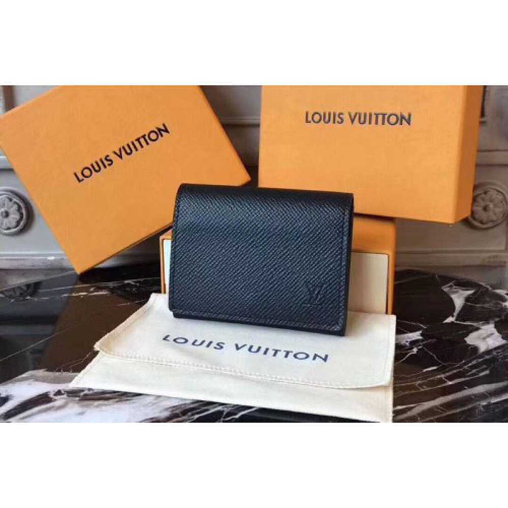 Louis Vuitton Replica M64021 LV Replica Enveloppe Carte de Visite Wallets Taiga leather Black