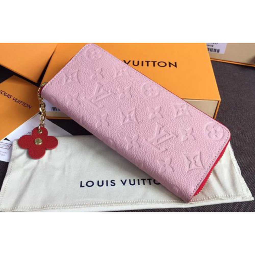 Louis Vuitton Replica M64161 LV Replica Clemence Wallet Monogram Empreinte Leather Rose Poudre