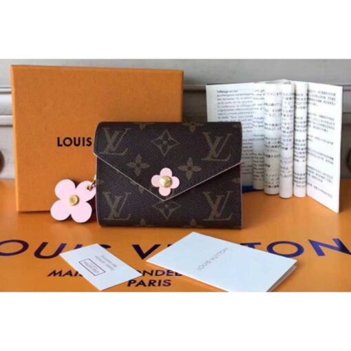 Louis Vuitton Replica M64203 Monogram Canvas Victorine Wallet With Flower Charm Pink
