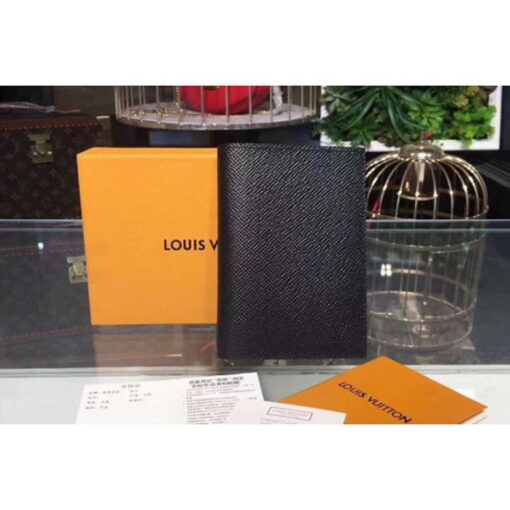 Louis Vuitton Replica M64503 Passport Cover Taiga Leahter Black