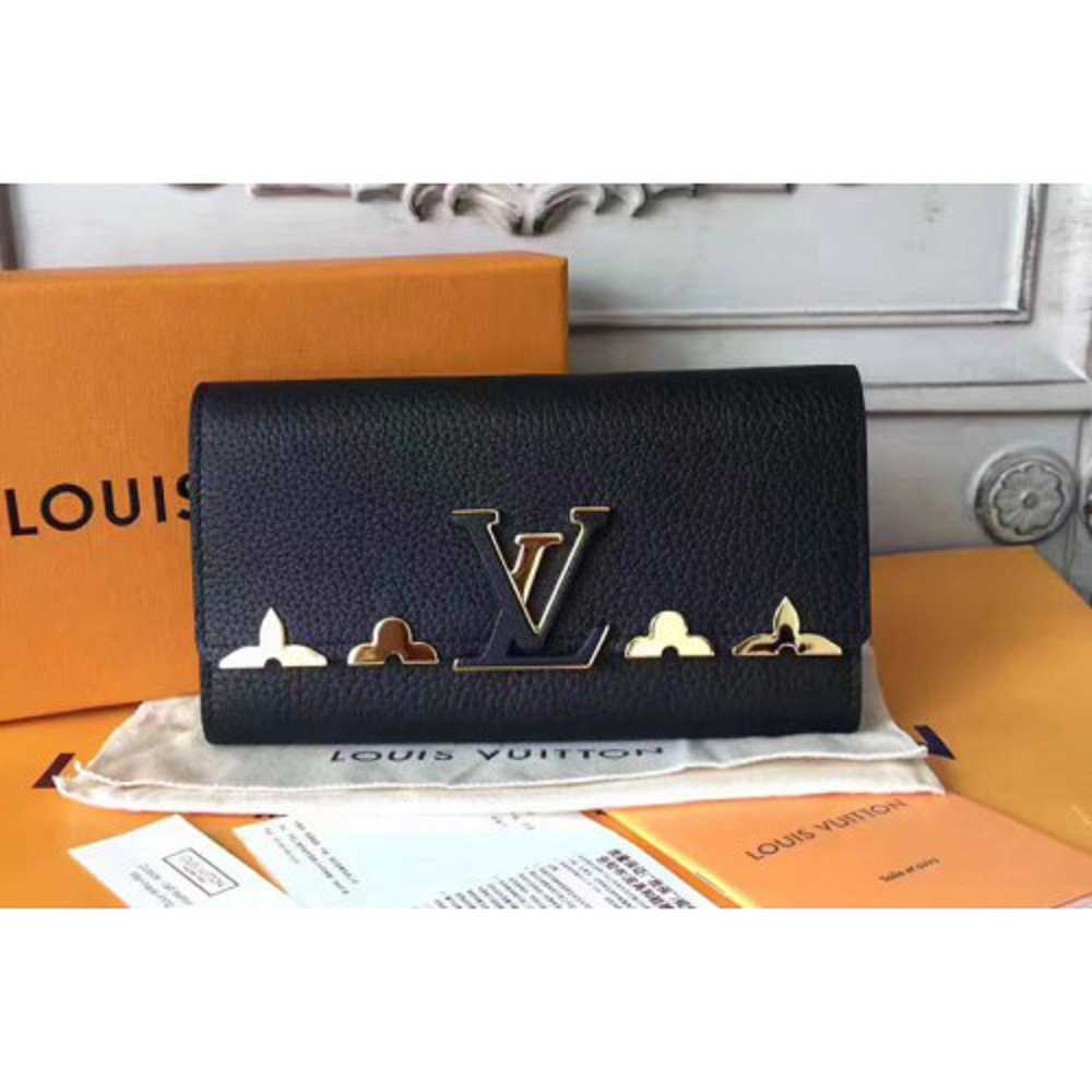 Louis Vuitton Replica M64551  Capucines Wallet Taurillon Leather Black
