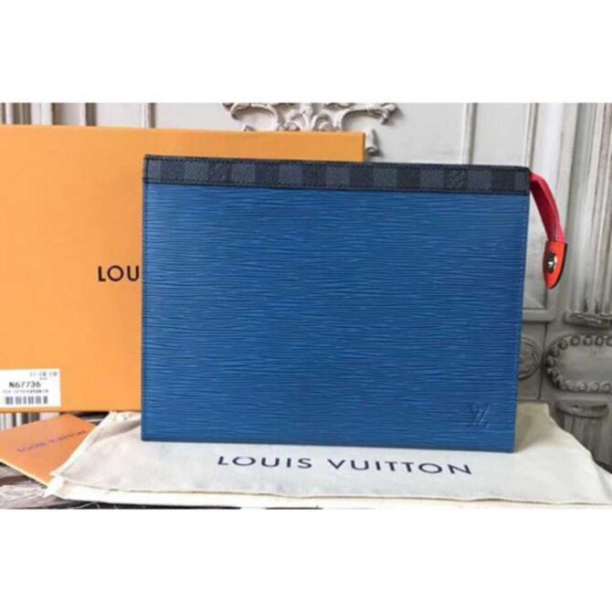 Louis Vuitton Replica M67736 Epi Leather Pochette Voyage MM Blue