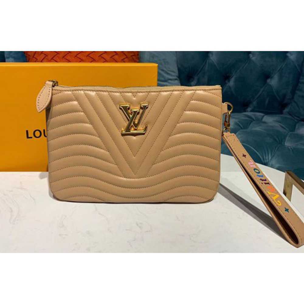 Louis Vuitton Replica M68478 LV Replica New Wave zip pochette Bags Beige Calf leather