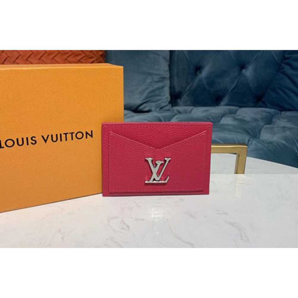 NEW LOUIS VUITTON Hot Pink Lockme Card Holder Calf Leather M68555