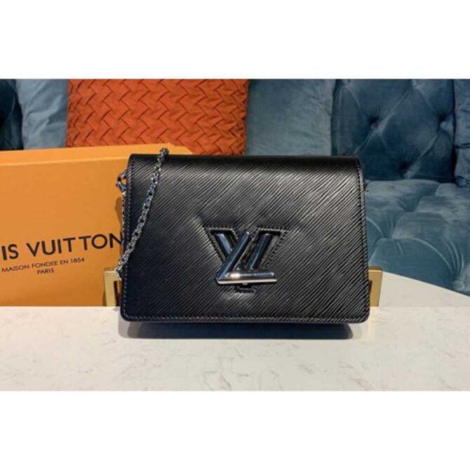 Louis Vuitton Replica M68560 LV Replica Twist Belt Chain wallet in Black Epi leather