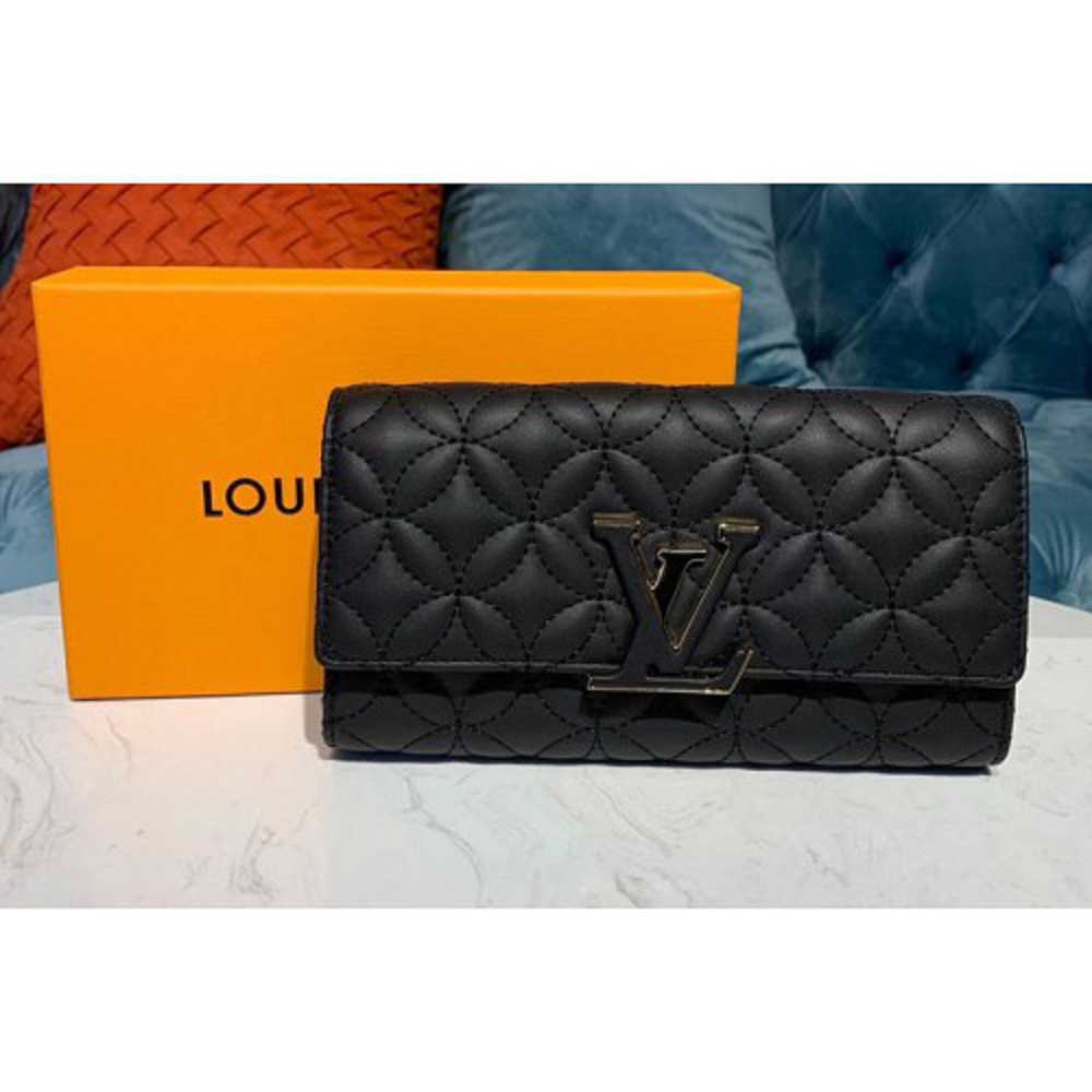 Louis Vuitton Replica M68590 LV Replica Capucines long wallet Black Calf Leather
