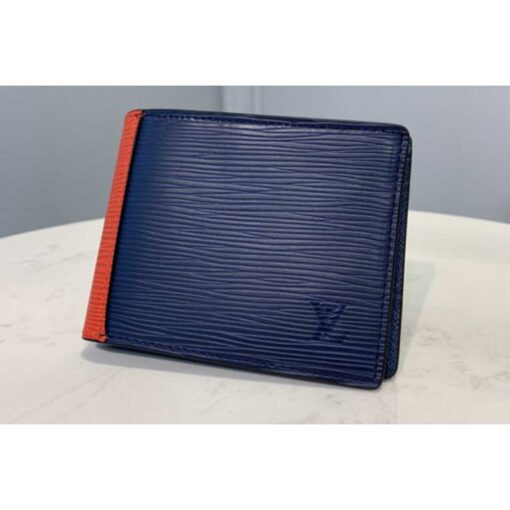 Louis Vuitton Replica M68716 LV Replica Multiple Wallet in Blue/Green Epi Leather