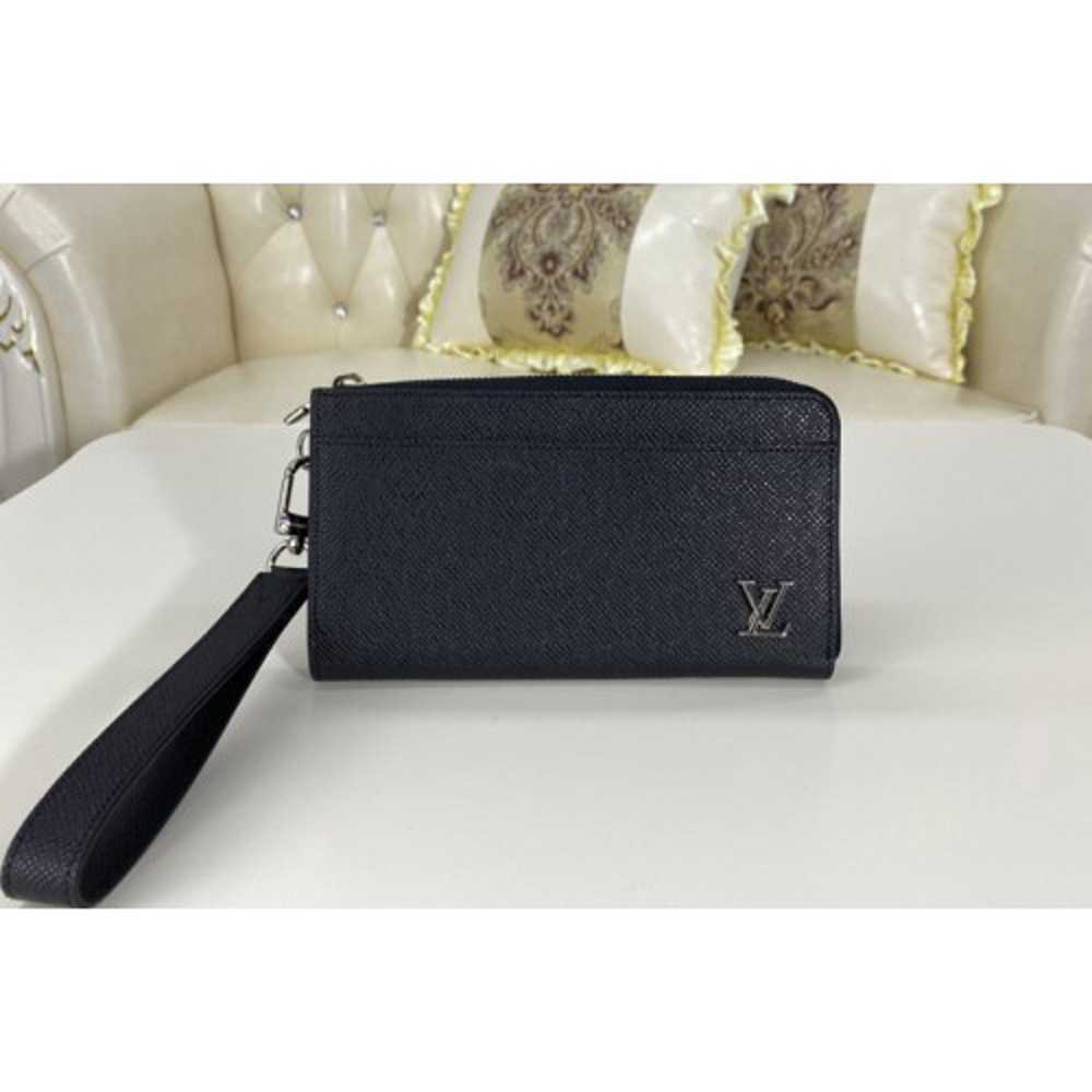 Louis Vuitton Replica M69409 LV Replica Zippy Dragonne wallet in Black Taiga leather