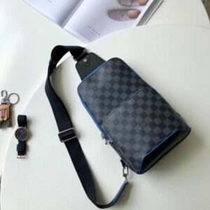 Louis Vuitton Replica Men's Damier Graphite Canvas Avenue Sling Bag N40008 Blue 2018