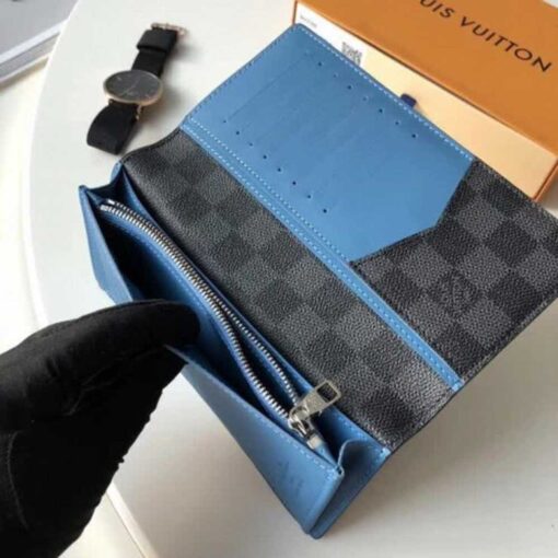 Louis Vuitton Replica Men's Damier Graphite Canvas Brazza Wallet N60089 Blue