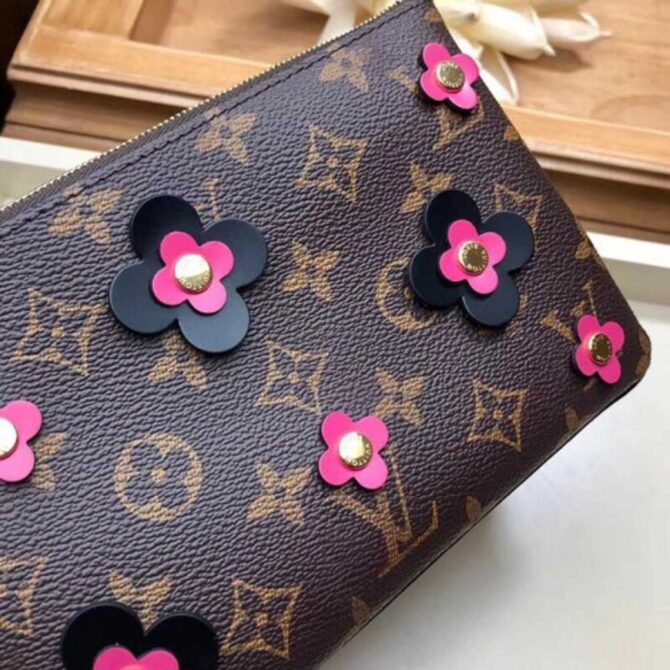 Louis Vuitton Replica Monogram Canvas Blooming Flowers Pochette Double Zip Bag M63905 Black 2019