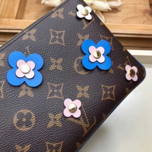 Louis Vuitton Replica Monogram Canvas Blooming Flowers Pochette Double Zip Bag M63905 Blue 2019