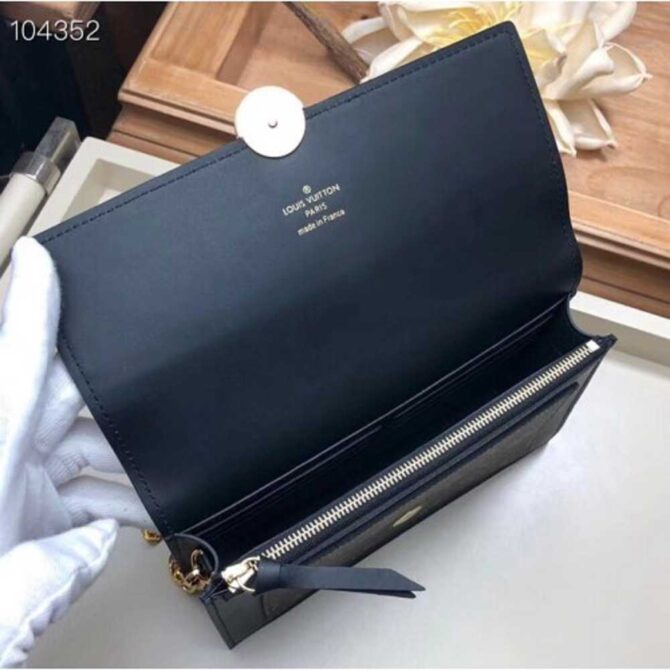 Louis Vuitton Replica Monogram Canvas Flore Chain Wallet Black 2019